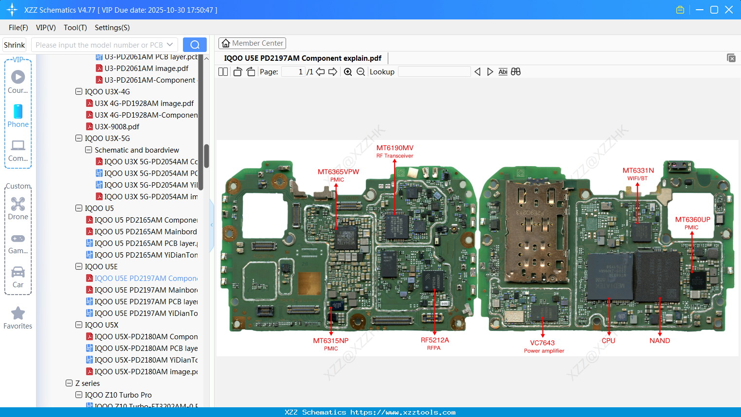 VIVO IQOO U5E PD2197AM Component Explain